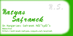 matyas safranek business card